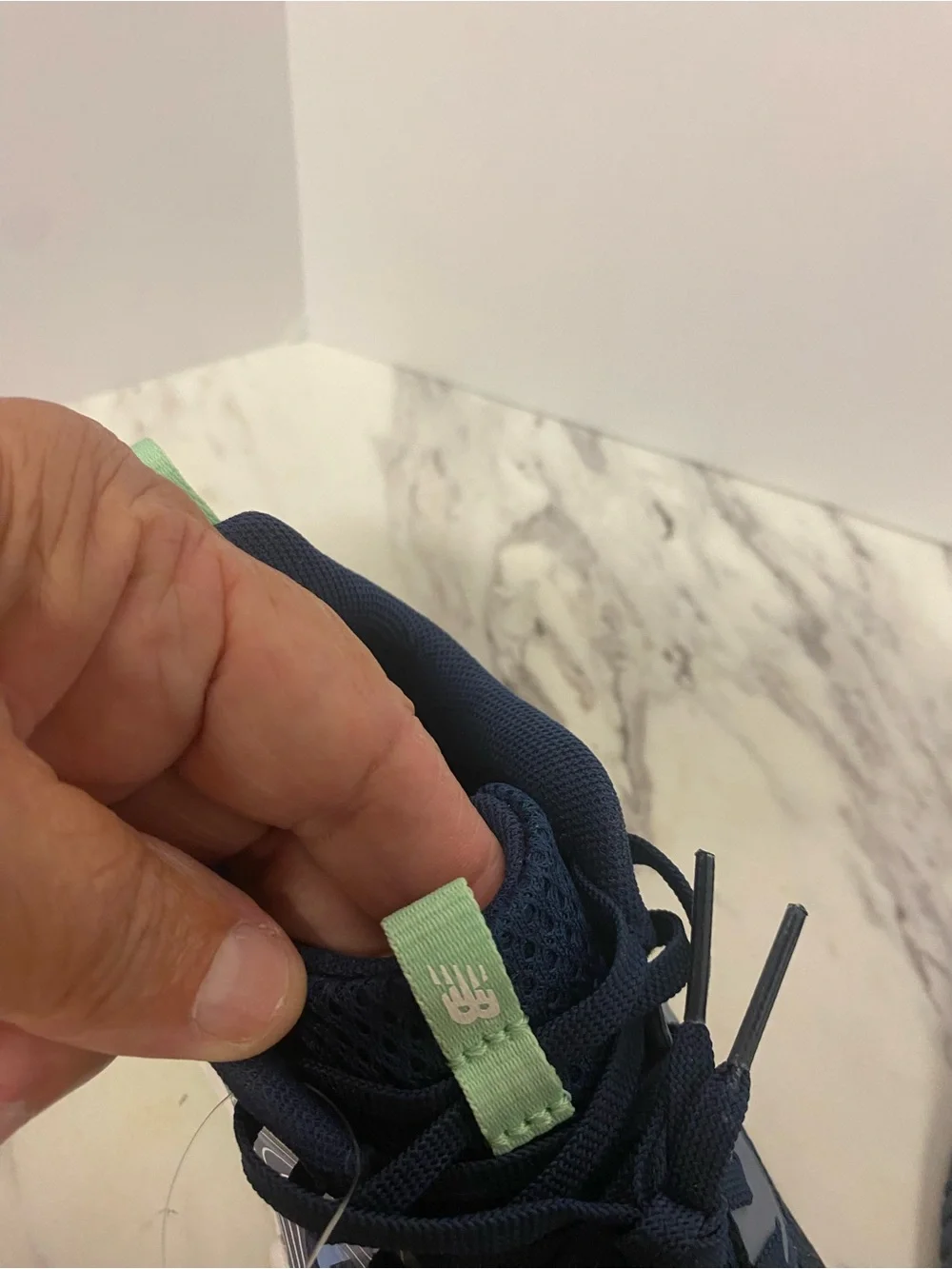 New Balance Kids Navy Sneakers with Mint Accents